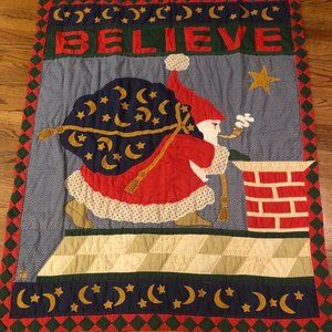Mary Engelbreit Christmas "Believe" Santa Quilt